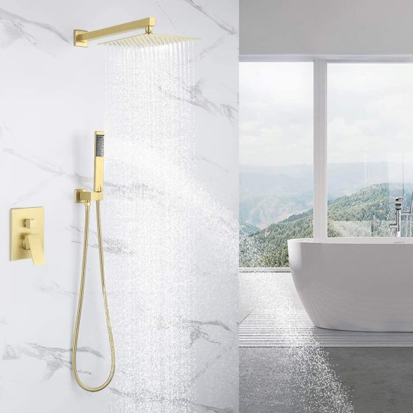 1 Handheld Shower Faucets Sets Complete Pressure Balance Shower Valve and Trim Kit Brushed Brass XB6230 BZ 2
