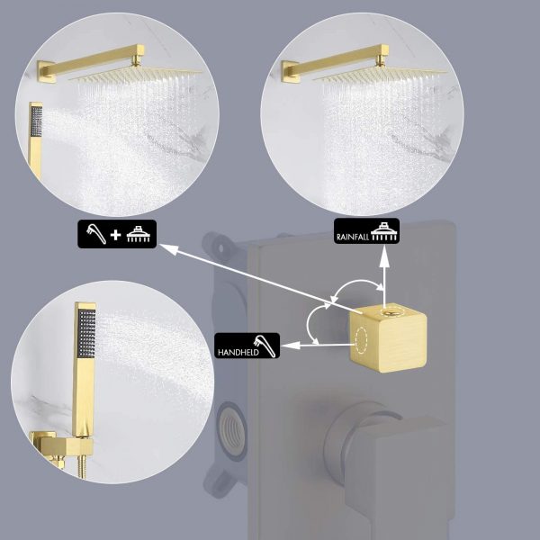 1 Handheld Shower Faucets Sets Complete Pressure Balance Shower Valve and Trim Kit Brushed Brass XB6230 BZ 3