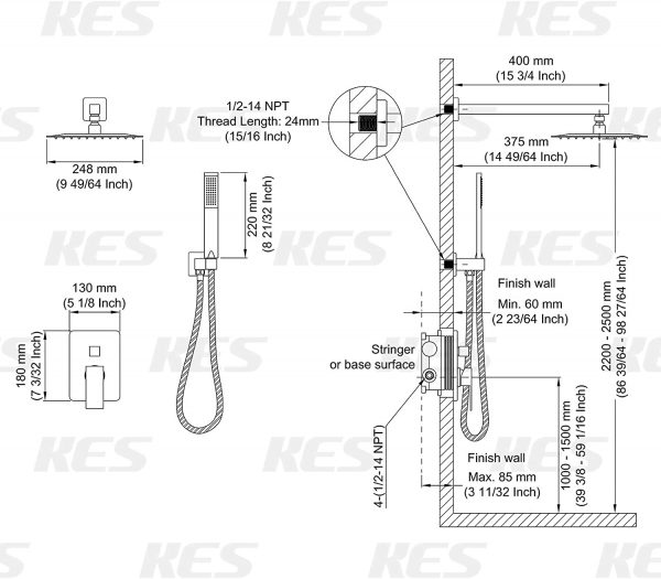 1 Handheld Shower Faucets Sets Complete Pressure Balance Shower Valve and Trim Kit Brushed Brass XB6230 BZ 4