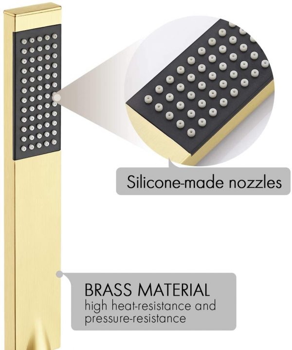 1 Handheld Shower Faucets Sets Complete Pressure Balance Shower Valve and Trim Kit Brushed Brass XB6230 BZ 7