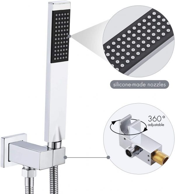 10 Spout Bath Shower Faucet Set 10 Inch Rain Shower with Handheld Spray Pressure Balance Chrome XB6305 CH 7 1