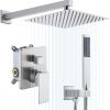 2 10 Inches Rain Shower Head Brushed Nickel Square Pressure Balance Shower Valve and Trim Kit XB6230 BN