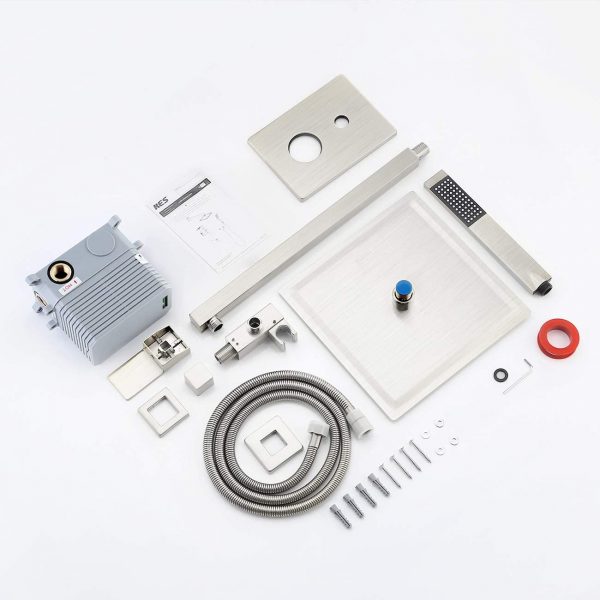 2 10 Inches Rain Shower Head Brushed Nickel Square Pressure Balance Shower Valve and Trim Kit XB6230 BN 6