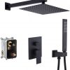 3 Shower System 10 Inches Rain Shower Head with Handheld Shower Valve and Trim Kit Pressure Balance XB6230 BK