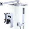 4 Faucets Sets Complete 10 Inches Rain Shower Head with Handheld Pressure Balance Shower Valve and Trim Kit Polished Chrome XB6230 CH