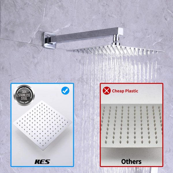 4 Faucets Sets Complete 10 Inches Rain Shower Head with Handheld Pressure Balance Shower Valve and Trim Kit Polished Chrome XB6230 CH 3
