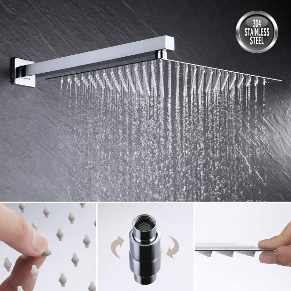 6 KES Shower Faucets Sets Complete Shower System 12 Inch Rain Shower Head 3