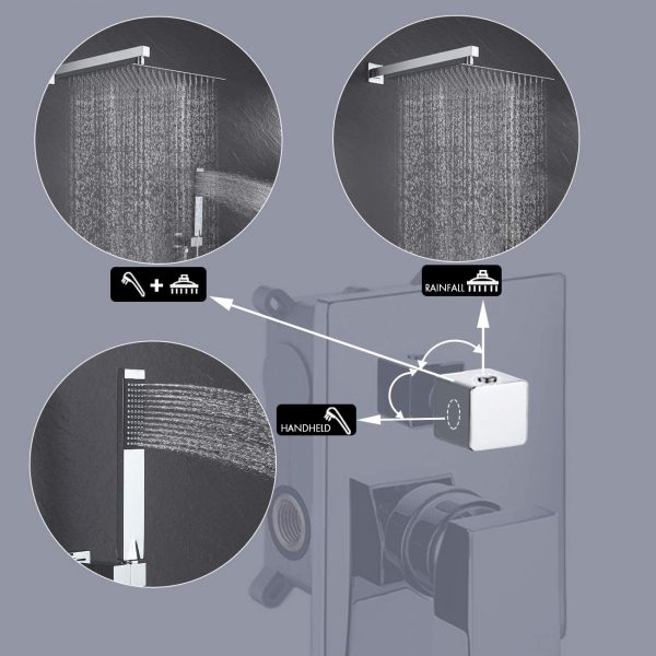 6 KES Shower Faucets Sets Complete Shower System 12 Inch Rain Shower Head 4