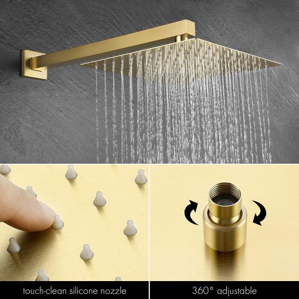 7 Tub and Shower Faucet Set Rain Shower Head with Handheld Shower System Pressure Balance Brushed Brass XB6305 BZ 5