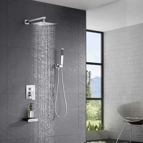 8 Set with Waterfall Tub Spout Shower System Pressure Balance 3 Function with 10 Inch Rain Shower Head XB6305 BN 1