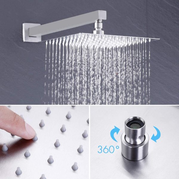 8 Set with Waterfall Tub Spout Shower System Pressure Balance 3 Function with 10 Inch Rain Shower Head XB6305 BN 12