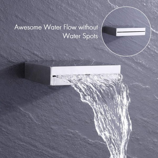 8 Set with Waterfall Tub Spout Shower System Pressure Balance 3 Function with 10 Inch Rain Shower Head XB6305 BN 3