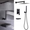 9 Complete 10 Inch Rain Shower with Handheld Spray Pressure Balance Black XB6305 BK 1