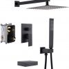 9 Complete 10 Inch Rain Shower with Handheld Spray Pressure Balance Black XB6305 BK